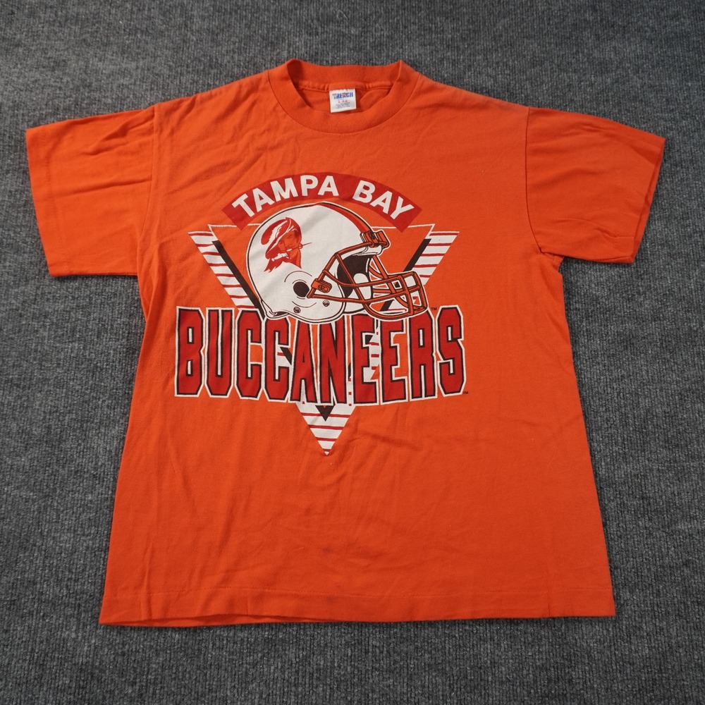 Vintage Tampa Bay Buccaneers T-Shirt Mens Medium Orange NFL Bucco Trench USA
